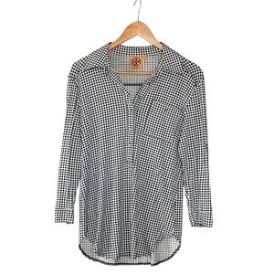 Tory Burch Silk Blouse Top Blue Polka Dot 3/4 Sleeve Medium